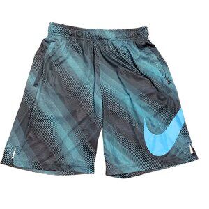 Nike Dri-Fit Men Medium Athletic Basketball Shorts Blue Black Striped‎